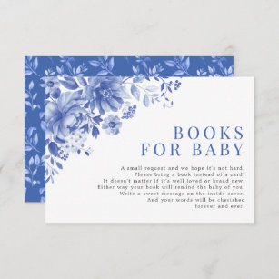 Chic Blue White Chinoiserie Garden Books for Baby Informatiekaartje