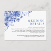 Chic Blue White Chinoiserie Garden Wedding Details Informatiekaartje (Voorkant)