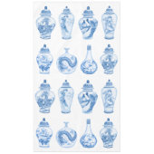 Chic Blue White Chinoiserie Porcelain Ginger Jars Tafelkleed (Voorkant)