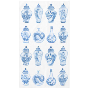 Chic Blue White Chinoiserie Porcelain Ginger Jars Tafelkleed