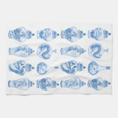 Chic Blue White Chinoiserie Porcelain Ginger Jars Theedoek (Horizontaal)