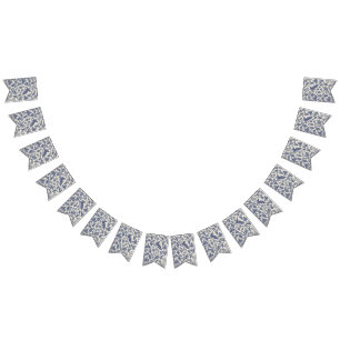 Chic Blue & White Fantasy Halloween Vlaggetjes
