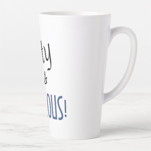 Chic Blue & White Fifty & FABULOUS! 50ste verjaard Latte Mok (Rechts)