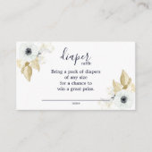 Chic Blue & White Floral Baby shower Diaper Raffle Informatiekaartje (Voorkant)