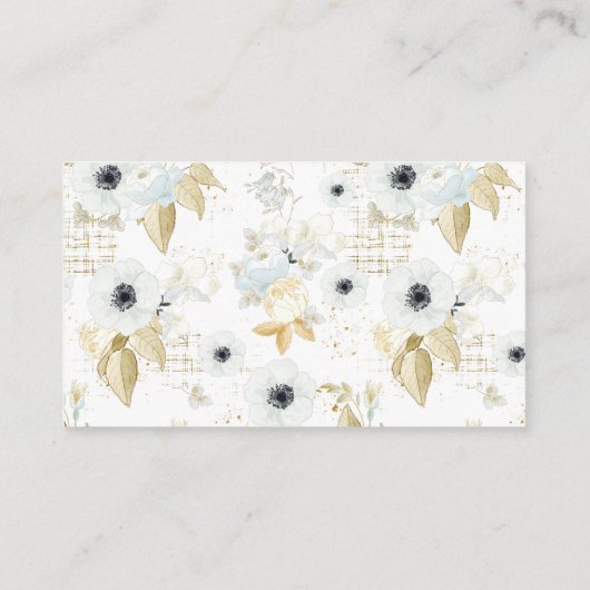 Chic Blue & White Floral Book Request Baby shower Informatiekaartje (Achterkant)