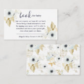 Chic Blue & White Floral Book Request Baby shower Informatiekaartje (Voorkant / Achterkant)