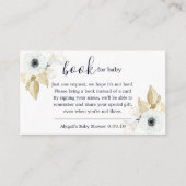 Chic Blue & White Floral Book Request Baby shower Informatiekaartje (Voorkant)
