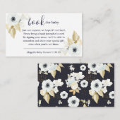 Chic Blue & White Floral Book Request Baby shower Informatiekaartje (Voorkant / Achterkant)