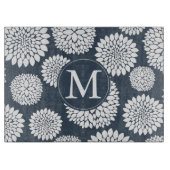 Chic Blue White Flowers Monogram Snijplank (Voorkant)