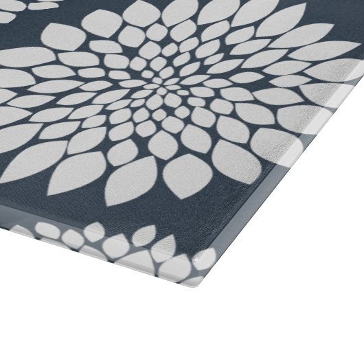 Chic Blue White Flowers Monogram Snijplank (Hoek)