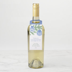 Chic Blue White Ginger Jar Baubles Merry kerst Flessenhanger