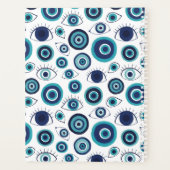 Chic Blue White Greek Evil Eye Monogram Planner (Achterkant)