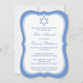 Chic Blue & White Jewish Star van David Bar Mitzva Kaart (Voorkant)