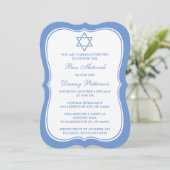 Chic Blue & White Jewish Star van David Bar Mitzva Kaart (Staand voorkant)