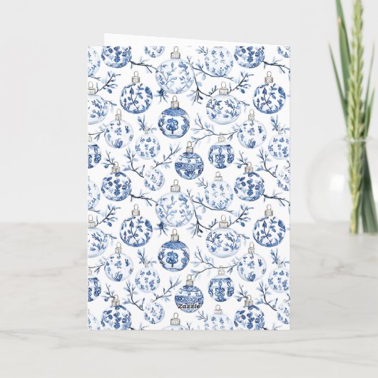 Chic Blue White Kerstman Kaart (Achterkant)