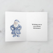 Chic Blue White Kerstman Kaart (Binnen)