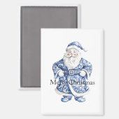 Chic Blue White Kerstman Magneet (Voorkant / Achterkant)