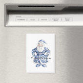 Chic Blue White Kerstman Magneet (Insitu (Vaatwasser))