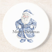 Chic Blue White Kerstman Zandsteen Onderzetter (Voorkant)