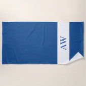 Chic Blue White Monogrammed Strandlaken (Voorkant)
