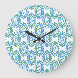 Chic Blue White  Periwinkle Floral Pattern Grote Klok
