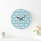 Chic Blue White Periwinkle Floral Pattern Grote Klok (Huis)