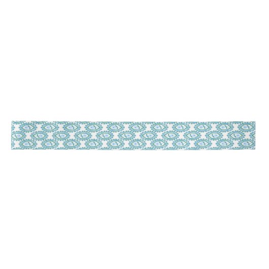 Chic Blue White  Periwinkle Floral Pattern Satijnen Lint (Voorkant)