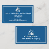 Chic Blue White Real Estate Company House Visitekaartje (Voorkant / Achterkant)