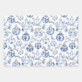 Chic Blue White Snowman Kerstman Inpakpapier Vel (Voorkant 3)