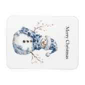 Chic Blue White Snowman Kerstmis Magneet (Horizontaal)