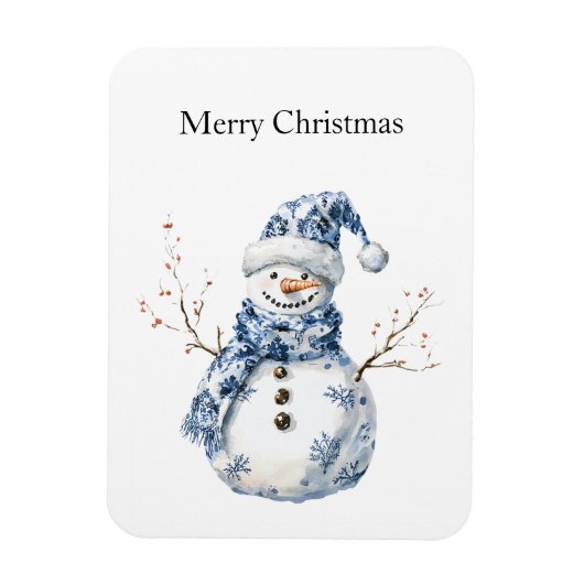 Chic Blue White Snowman Kerstmis Magneet (Verticaal)