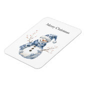 Chic Blue White Snowman Kerstmis Magneet (Linkerzijde)