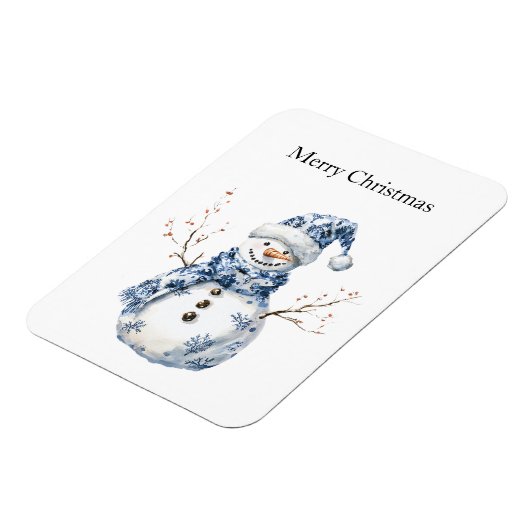 Chic Blue White Snowman Kerstmis Magneet (Linkerzijde)