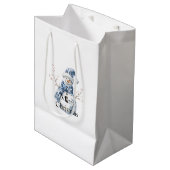 Chic Blue White Snowman Kerstmis Medium Cadeauzakje (Voorkant Gekanteld)