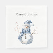 Chic Blue White Snowman Kerstmis Servet (Voorkant)