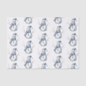 Chic Blue White Snowman Kerstmis Tissuepapier (Voorkant)