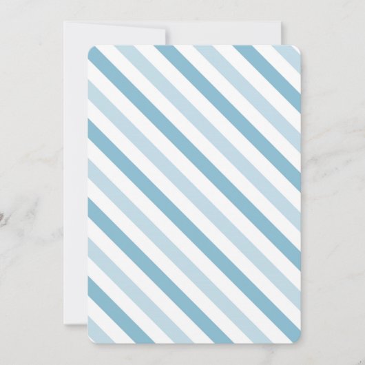 Chic Blue White Stripes Baby shower Kaart (Voorkant)