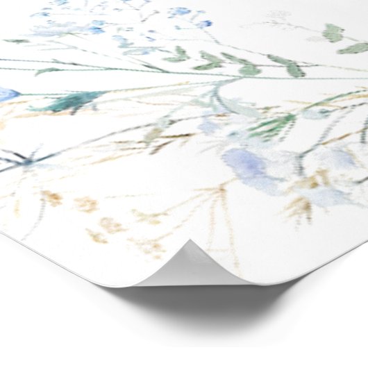 Chic Blue Wildflower Meadow Wedding Seating Chart Poster (Hoek)