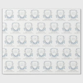 Chic Blue Wildflower Waterverf Crest Afstuderen Cadeaupapier (Vlak)