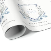 Chic Blue Wildflower Waterverf Crest Afstuderen Cadeaupapier (Rol Hoek)