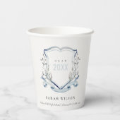 Chic Blue Wildflower Waterverf Crest Afstuderen Papieren Bekers (Achterkant)