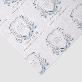 Chic Blue Wildflower Waterverf Crest Afstuderen Tissuepapier (Detail)