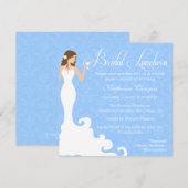 Chic Blue Wine Damask Bridal Luncheon Invitation Kaart (Voorkant / Achterkant)