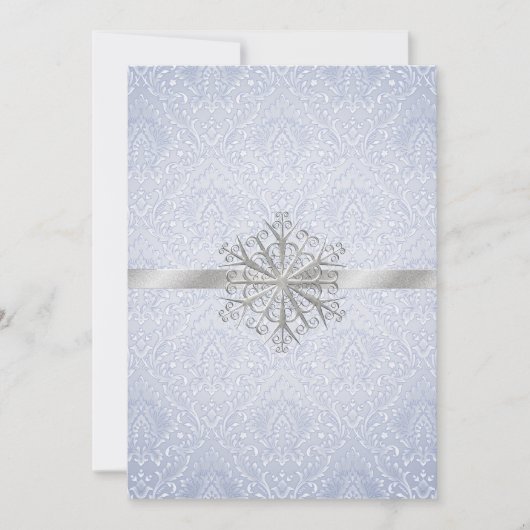 Chic Blue Winter Snowflake Weddenschap Kaart (Voorkant)