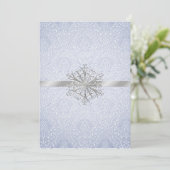 Chic Blue Winter Snowflake Weddenschap Kaart (Staand voorkant)