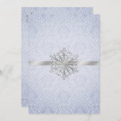 Chic Blue Winter Snowflake Weddenschap Kaart (Voorkant / Achterkant)