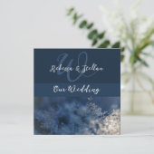 Chic Blue Winter Wedding Invitation Kaart (Staand voorkant)
