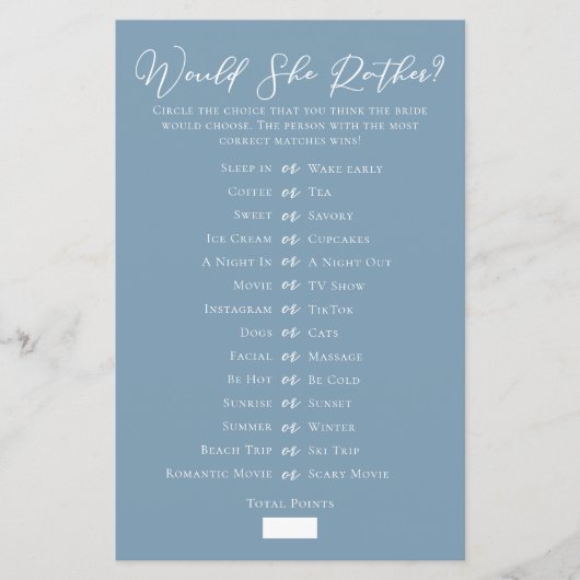 Chic Blue zou ze liever Vrijgezellenfeest spel (Voorkant)