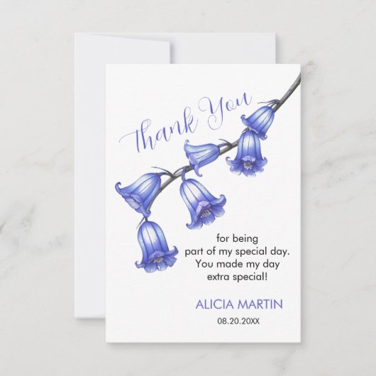 Chic Bluebell Bloesem Bloesem Dank u Bedankkaart (Voorkant)