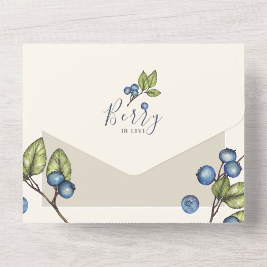 Chic Blueberries All in One Wedding Invite All In One Uitnodiging (Achterkant)